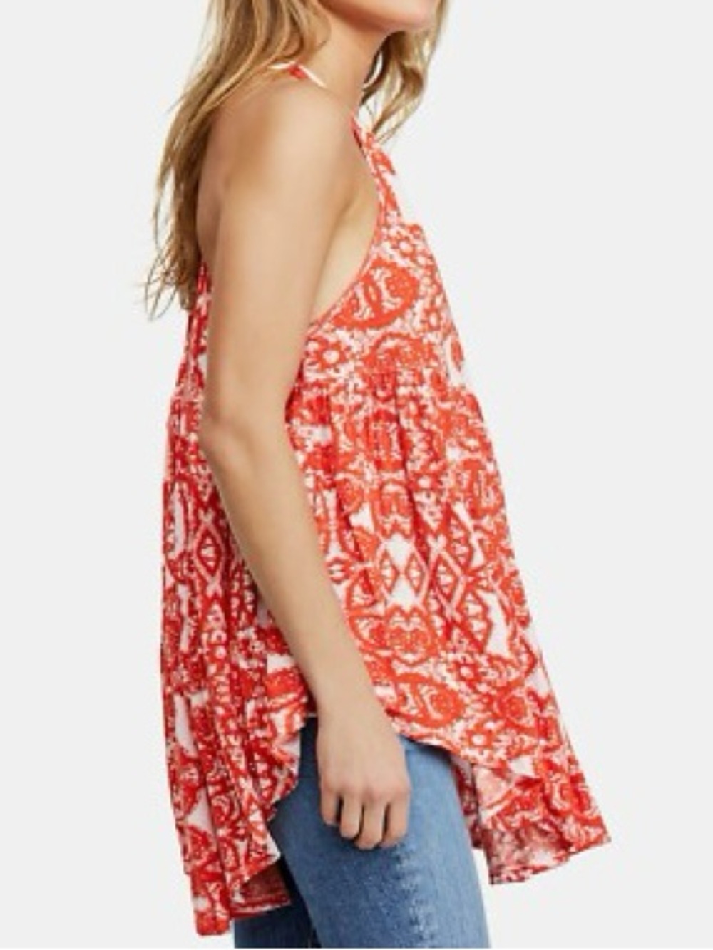 Free People Mimi Halter Tunic Top Small High Low Boho Beach Cover Up Oversized - Picture 5 of 16